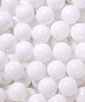 Ball Pit Balls for Kids, Plastic Refill 2.2 Inch Balls, 100 Pack, Bright Colors, Phthalate and BPA Free, white balls close-up