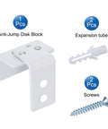 Bottom Floor Guide For Barn Doors Adjustable U Bracket Flush Design Flat Swing Stopper Carbon Steel Sliding Door Hardware Kit For Doors Closets And Cabinets White Includes Screws And Expansion Tubes For Easy Installation image showing white U bracket, expansion tube, and screws