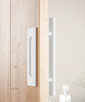 12 Inch White Heavy Duty Barn Door Handles Sliding Barn Door Pull Handle Large Rustic Two Sided Design For Gates Garages Sheds Furniture Solid Steel Material Round Includes All Mounting Hardware For Quick Easy Installation.