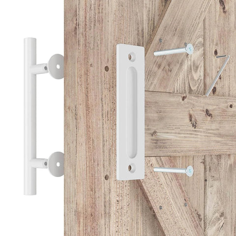 12 Inch White Heavy Duty Barn Door Handles Sliding Barn Door Pull Handle Large Rustic Two Sided Design for Gates Garages Sheds