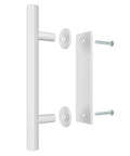 12 Inch White Heavy Duty Barn Door Handles Sliding Barn Door Pull Handle Large Rustic Two Sided Design For Gates Garages Sheds Furniture Solid Steel Material Round Includes All Mounting Hardware For Quick Easy Installation