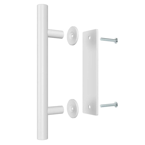 12 Inch White Heavy Duty Barn Door Handles Sliding Barn Door Pull Handle Large Rustic Two Sided Design For Gates Garages Sheds Furniture Solid Steel Material Round Includes All Mounting Hardware For Quick Easy Installation