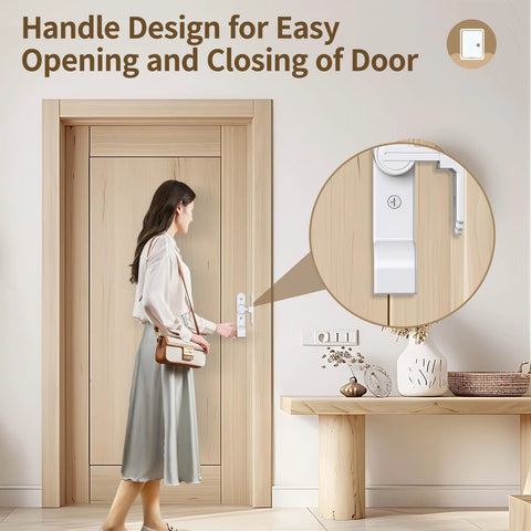 Woman using 90 Degree Barn Door Lock And Latch Heavy Duty Flip Gate Latch With Handle For Garden Bathroom Doors White