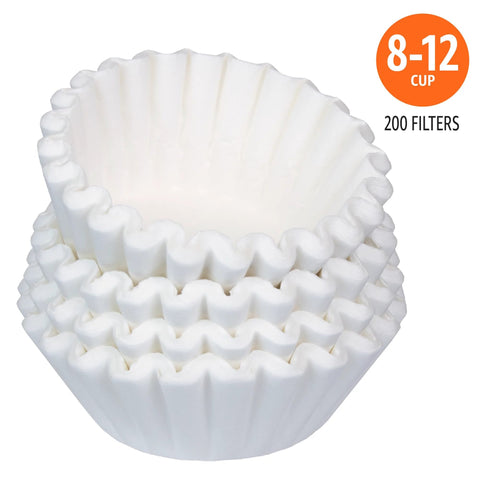 Premium white basket filters fit most 8-12 cup coffee makers for clear filtration, easy disposal, and healthier brewing.