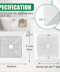 White 9x9 Inch Bathroom Exhaust Fan Cover With Spring Square Ceiling Or Wall Mount Vent Hood Air Diffuser Grille Diverter Vent Replacement Accessory For Most Bathroom Fans Easy Install, shown front and side view with spring clips 7 inches apart