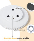 12 Inch White Beaded Lazy Susan Turntable base with protective pad and quality bearings for smooth 360-degree rotation.