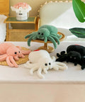 White Spider Plush Stuffed Animal Toy For Kids With Ultra Soft 9.8 Inch Jumping Spider Plushie among colorful stuffed spiders