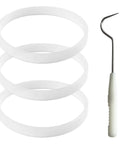 3 Pack Three Point Nine Four Inch Rubber Gasket Seals For Blenders No Fuss Easy Install White O Ring Replacement Parts with tool