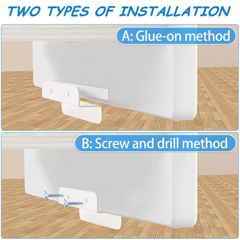 White Cabinet Foot Pull installation methods: glue-on and screw for trash can opener, touchless operation, foot handle.