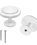 White Cabinet Knob Set 10 Pack For Kitchen Cabinets Drawers Closets And Doors Premium Zinc Alloy Solid Build With Sleek Finish Close-up