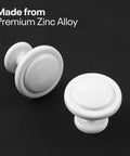 White Cabinet Knob Set 10 Pack For Kitchen Cabinets Drawers Closets And Doors Premium Zinc Alloy Solid Build Sleek Finish Close-up
