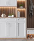 Set Of 5 Polished Chrome 7.5 Inch Cabinet Handles Solid Zinc Alloy Drawer Pulls For Kitchen Cabinets And Cupboards installed on white cabinets