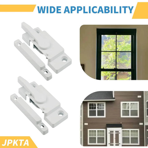 Six pack cam action sash locks provide secure, easy to install protection for double hung and sliding vinyl windows, shown in white.