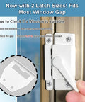 White Sliding Window Sash Locks 2 Pack Cam Action Sash Lock For Double Hung Windows, installed on window frame