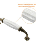 5 Pcs White Ceramic Drawer Pulls With 128mm Hole Centers Vintage Style Cabinet Dresser Kitchen Hardware close-up of cracked pattern