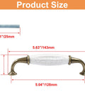 Product size diagram of 5 Pcs White Ceramic Drawer Pulls With 128mm Hole Centers Vintage Style Cabinet Dresser Kitchen Hardware
