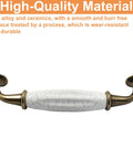 Front view of a bronze and white handle from 5 Pcs White Ceramic Drawer Pulls With 128mm Hole Centers Vintage Style Cabinet Dresser Kitchen Hardware.
