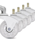 pack of  5 ruedas10mm para sillas de oficina10mm , compatibles con sillas IKEA; ruedas Inch 2,5 Inch con soporte sin holgura, en acabado blanco y transparente