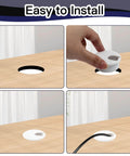 Installation steps for 2 Pack 1.5 Inch Desk Grommet Cable Hole Cover For Wire And Cord Organization White Plastic