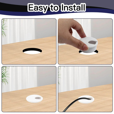Installation steps for 2 Pack 1.5 Inch Desk Grommet Cable Hole Cover For Wire And Cord Organization White Plastic