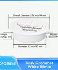 Maintain a clean, organized workspace with this 2-pack 80 mm white ABS desk grommet, featuring a detachable, flexible cable opening