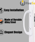 Patio Door Handle Set With Mortise Lock For Sliding Glass Doors Non Keyed Latch White Diecast 45 Degree Design Replacement