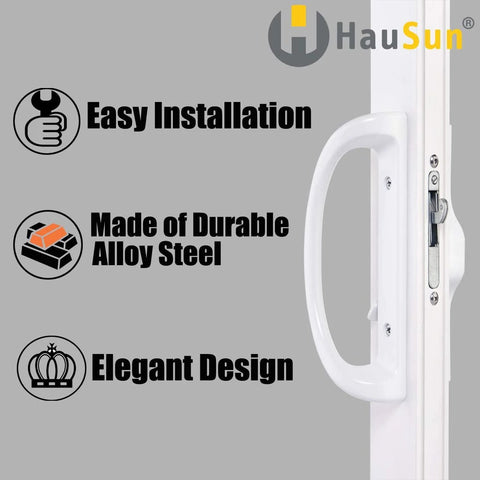 Patio Door Handle Set With Mortise Lock For Sliding Glass Doors Non Keyed Latch White Diecast 45 Degree Design Replacement