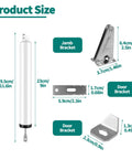 Screen and Storm Door Closer Kit, Heavy Duty Pneumatic Screen and Storm Door Closer, dimensions and components view