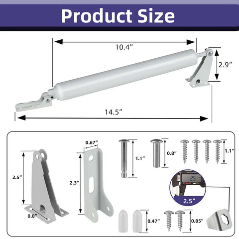 White Screen Door Closer Set Heavy Duty Pneumatic Storm Door Shock Adjustable Speed Cushioned Closure dimensions and components