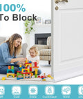 One Sided Door Draft Stopper Blocker, 37 Inch Cutable Under Door Foam Tubes, Easy Weather Stripping and Soundproof Door Sweep, Keeps Cold Air Out for Interior and Exterior Doors, 1 Pack, White installed on closed door in living room