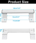 Two Pack Aluminum Sliding Door Handle For Patio Doors, 8 Inch Glass Door Pull Replacement, White Finish, Product Size Measurements