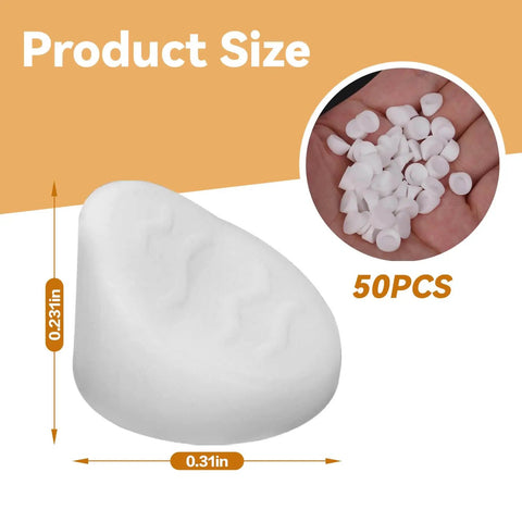 White Door Hole Plugs Set 50 Pack For Five Sixteenth Inch By One Quarter Inch Screw Holes In Door Frames Fits ODL And Western Reflections Frames Easy Install Dustproof And Clean Professional Look showing size and quantity