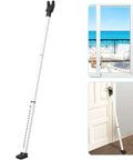 2 In 1 Door Security Bar And Sliding Door Lock Bar Heavy Duty Adjustable Jammer For Apartment Home White 1 Pack displayed in use