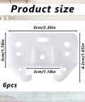 Six White Drawer Rail Bracket Kit showing white bracket size dimensions with six-piece set