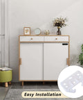 Hutch cabinet with Six White Drawer Rail Bracket Kit With Track Guides And Eighteen Screws for drawer replacement visible