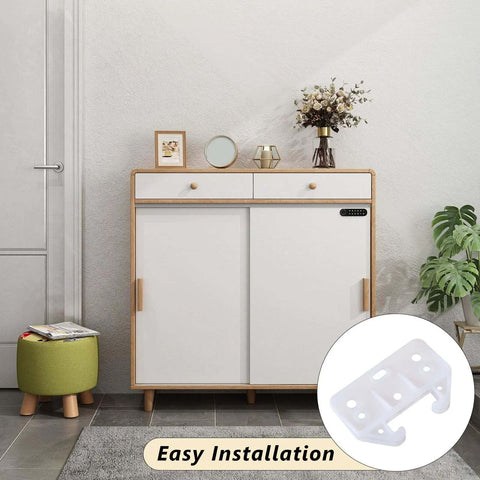 Hutch cabinet with Six White Drawer Rail Bracket Kit With Track Guides And Eighteen Screws for drawer replacement visible