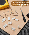 Juexica False Cabinet Front Clip False Drawer Front Clips Sink Tip Out Snap with Screws Screwdrivers for Hardware Replacements(White,4 Pairs) scattered with screwdriver