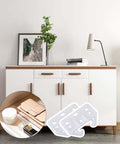 Six White Drawer Rail Bracket Kit with Track Guides and Eighteen Screws depicted in use on cabinet drawer systems.