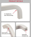Detailed view of 5 Pack White Dresser Drawer Pulls With 3-3/4 Inch Hole Center Modern Kitchen Cabinet Handles featuring U-shaped arc and adjustable holes.