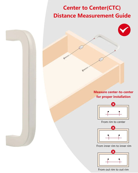 5 Pack White Dresser Drawer Pulls With 3-3/4 Inch Hole Center Modern Kitchen Cabinet Handles Aluminum Alloy Square Rod Curved Tray Style Closet Pulls Includes Mounting Screws For Furniture Hardware installation guide