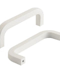 5 Pack White Dresser Drawer Pulls With 3-3/4 Inch Hole Center Modern Kitchen Cabinet Handles Aluminum Alloy Square Rod Curved Tray Style