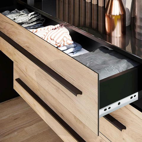 Drawer with 14 Inch Drawer Slides Set White Coated Steel Drawer Tracks showing smooth sliding with removable bottom mount rails and nylon wheels.