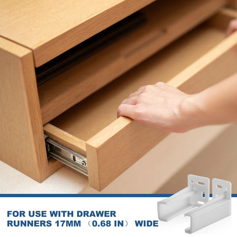 Two Pairs Rear Drawer Track Socket Back Plates Mounting Brackets Durable White Plastic Drawer Back Plate for Home Drawers