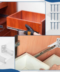 Two Pairs Rear Drawer Track Socket Back Plates Mounting Brackets Durable White Plastic Drawer Back Plate installed in drawer