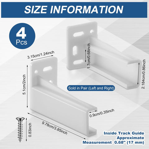 Two Pairs Rear Drawer Track Socket Back Plates Mounting Brackets Durable White Plastic Drawer Back Plate size details