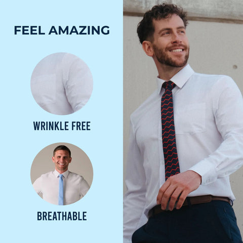 Cloudlike 4 Way Stretch Slim Fit White Dress Shirt For Men That Moves With You From Desk To Dinner Wrinkle Free Long Sleeve Size Large
