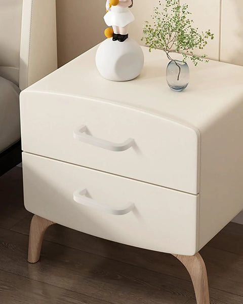 5 Pack White Dresser Drawer Pulls With 3-3/4 Inch Hole Center installed on a bedside table, showing modern aluminum alloy handles