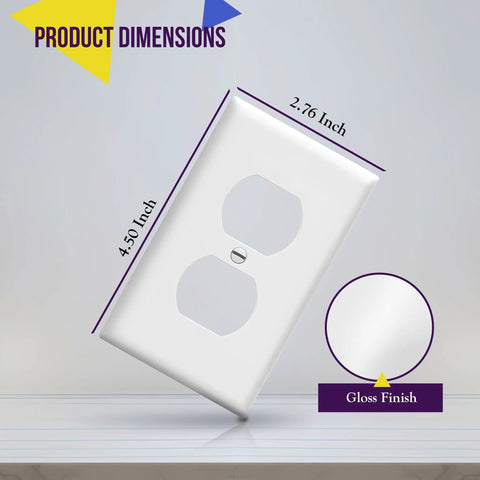Duplex Wall Plate Kit For Electrical Outlets 1 Gang 4.5 Inches By 2.76 Inches White Unbreakable Polycarbonate