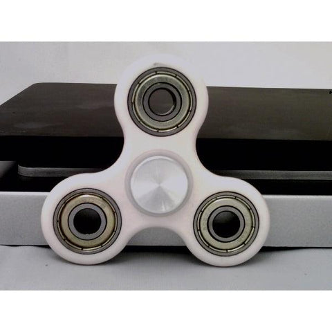White Fidget Hand Spinner Toy with Center Full Ceramic ZrO2 Bearing, 3 Shielded Bearings and 2 Silver caps 42Q - VXB Ball Bearings