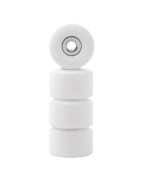 New Street Style Apex Fingerboard Wheels With 71D Urethane, 7.7mm Diameter And Ultra Spin Bearings, Made In USA, White Snow Colorway